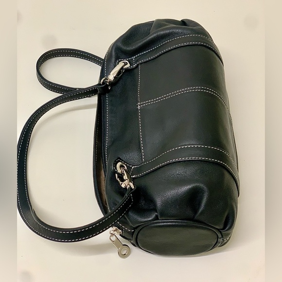 Y2K Vtg Black Leather Lee's Needle Art Handbag Purse - Picture 9 of 16